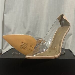 Fashion Nova Clear Heels with Nude Accents
